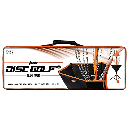 Franklin Sports Disc Golf Baskets - Portable Disc Golf Target with Chains Included - Disc Golf Basket Stand Equipment for Hole + Course Creation - style: Deluxe Steel Chain