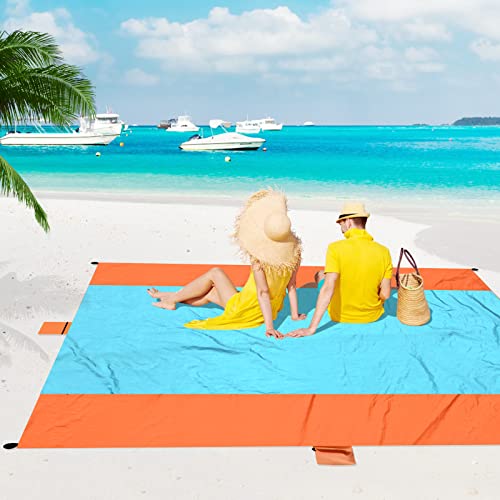 ACH Beach Blanket Waterproof Sandproof Extra Large Beach Mat Oversized 120"×108" Portable Lightweight Outdoor Family Mat for Indoor Outside Picnic Camping Hiking Travel - color: Orange