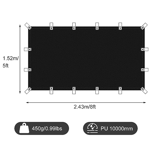 Black Waterproof Tarp Cover for Outdoor: Multi-Purpose Oxford Tarpaulin with Reinforced Webbing Loops for Camping Boat Pool Roof Tent - Durable and Tear Resistant (5ftx8ft) - size: 5x8ft