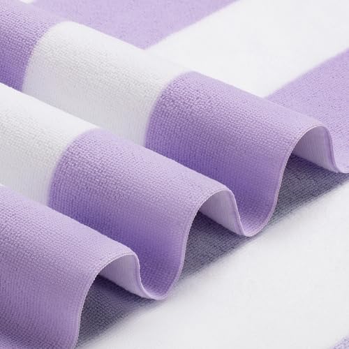 WILFA Extra Large Striped Lightweight Pool Towel, XL Mircofiber Cabana Swim Travel Towel for Adults, Light Purple - color: Light Purple