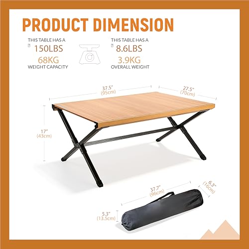 OUTSIDER Folding Camping Table with Carry Bag – Lightweight Aluminum, Roll-Up Portable Table for Camping, Picnics, Beach & Tailgates, Easy Setup & Compact Storage