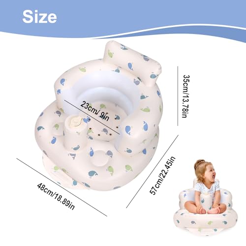 AirSwim Inflatable Baby Chair, Inflatable Baby Seat for Babies 3 Months and Up, Summer Blow Up Chair with Built in Air Pump, Bumbo Seat for Learning to Sit, Palying, Camping, Whale - color: Blue