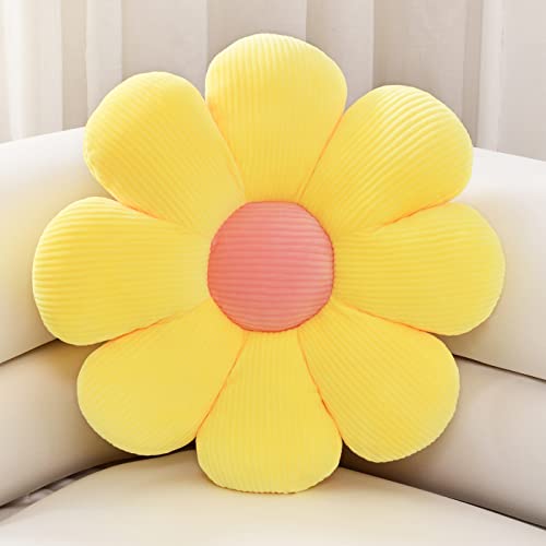 Sioloc Flower Pillow Shaped Throw Pillow Butt Cushion Floor Pillow,Seating Cushion,Cute Room Decor & Plush Pillow for Bedroom Sofa Chair(Yellow,15.7'') - color: Yellow