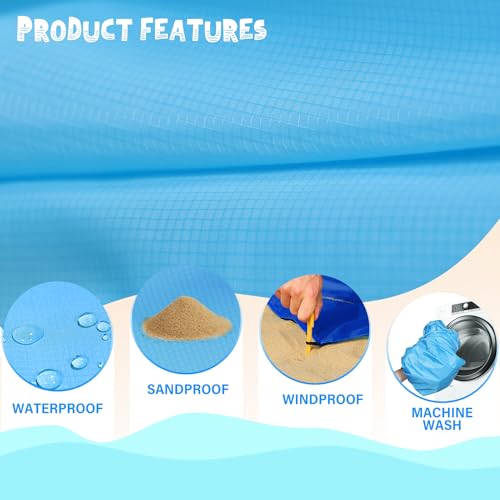 Beach Blanket Waterproof Sandproof 1-7 Adult Oversized 78 '' × 110 '' Lightweight Durable Compact Sand Free Extra Large Beach Mat for Travel Camping Hiking Picnic - color: Bluewhite, size: 78“x110”