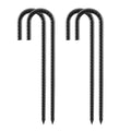 12 Inch Rebar Stakes, 4 Pack J Hook Heavy Duty Ground Stakes for Canopy Tent Trampoline and Chain Link Fence Rust Proof Coated Steel Ground Stakes Ground Anchors (Black) - color: J-4Pcs