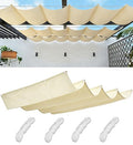 Retractable Waterproof Wave Sun Shade Canopy Pergola Cover Shade Sail Awning 4' x 8' for Outdoor Patio Porch Garden Deck Backyard Cream
