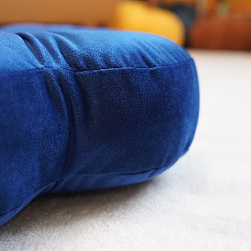 ARTMAGIC Flower Shaped Velvet Decorative Throw Pillow Cushion Ultra Soft Cute Floor Pillow for Couch Bed Sofa (Navy Blue) - color: Navy Blue