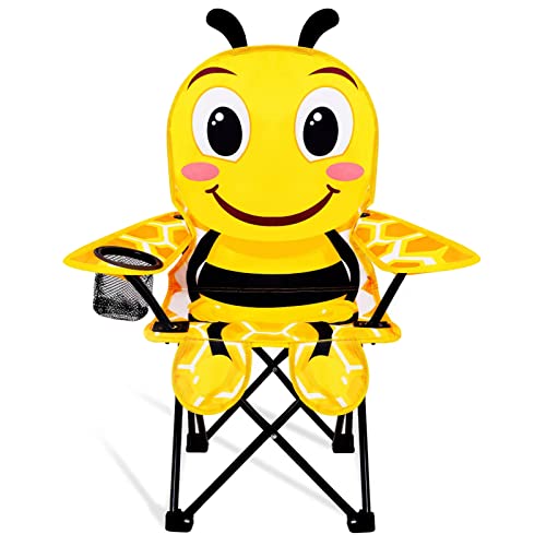 KABOER Kids Outdoor Folding Lawn and Camping Chair with Cup Holder and Carrying Bag, Children's Camping Chairs - color: Bee