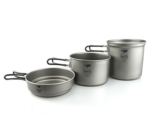 Keith Titanium Ti6014 3-Piece Pot and Pan Cook Set - 2400ml