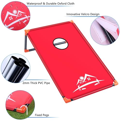 NZQXJXZ 3x2 ft Cornhole Board Set with 8 Bean Bags and Carrying Bag, Outdoor Toss Game Set for Kids and Adults, Portable Corn Hole Sets for Beach Lawn Backyard - color: Classic red and blue