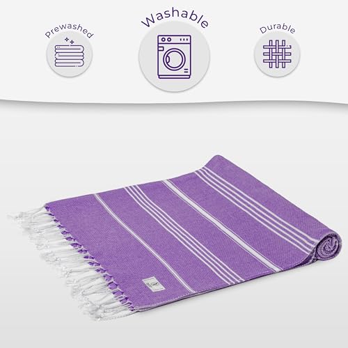 Ossano Turkish Beach Towel Soft & Fast Dry Oversized (39" x 71") - Quick Dry, Versatile and Functional as Yoga Mat, Picnic, Camping Blanket, Travel Blanket, Bath Towel - Lilac - color: Lilac