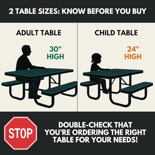 COATEDOUTDOORFURNITURE Heavy-Duty Portable Outdoor Kids Table with Umbrella Hole, Expanded Metal Kids Picnic Table, Commercial-Grade, Made in America (46 in, Square, Childrens, Red) - color: Red, Expanded Metal, size: 46 In, Square Childrens