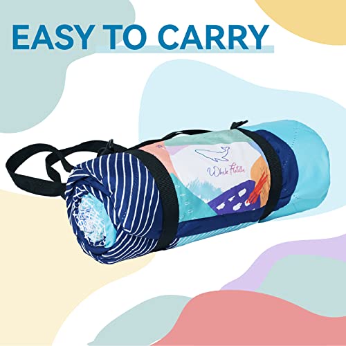 Whale Flotilla Extra Large Waterproof Picnic Blankets 60"x80", Foldable Lightweight Outdoor Blanket for Camping, Hiking, Traveling, Soft Portable Easy to Clean Picnic Mat for Beach Grass Park, Blue - color: Blue