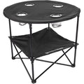 Camping Table - 2-Tier Folding Table with 4 Cupholders and Carry Bag for Picnic, Tailgate, Beach, or Camp - Camping Gear by Wakeman Outdoors (Black) - color: Black