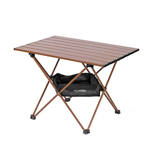 Alpcour Portable Camping Table – Lightweight, Compact Folding Side Table in a Bag with Aluminum Top & Heavy Duty Hinge for Easy Travel & Storage – Great for Outdoor BBQ, Backpacking, Tailgate & More - size: Medium