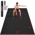 GymCope Extra Large Exercise Mat, 10'x6'/9'x6'/8'x6'/7'x5'/6'x4'(8mm) Thick Workout Mat for Home Gym & Garage Flooring, Shoe-Friendly, High-Density, MMA, HIIT, Weight Lifting, Cardio&Strength - color: 7'x5'x8mm-Black