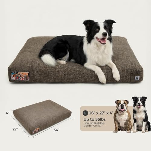 Sytopia 36 Inch Indestructible Dog Beds for Large Dogs, Chew Proof Waterproof Pet Crate Pad with Machine Washable Removable Cover, Great for Indoor, Outdoor, Crate, Patio Use, Brown - color: Brown, size: Large