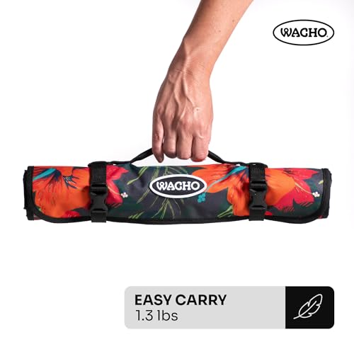 Wacho Beach Blanket Waterproof Sandproof and Picnic Blanket - Large Outdoor Blanket for Camping, Beach & Travel - Foldable Picnic Mat with Carry Bag- Beach Essentials - Hibiscus Floral - color: Red and Dark Blue