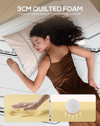 20” Tall Luxury Air Mattress with Quilted Foam Topper, Extra Firm Support with U-shaped PVC strap Inflatable Bed, Quiet & Comfortable Blow Up Bed for Home Guests, Camping, Travel, Fast Inflate AirBed