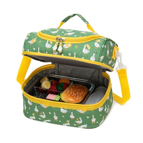 Insulated Kids Dual Compartment Lunch Bags Tote for Girls Boys Toddler Lunch Boxes Pre-School Toddler Kindergarten Picnic Camp Food Cooler Thermal with Strap (Z Ducks) - color: Z Ducks