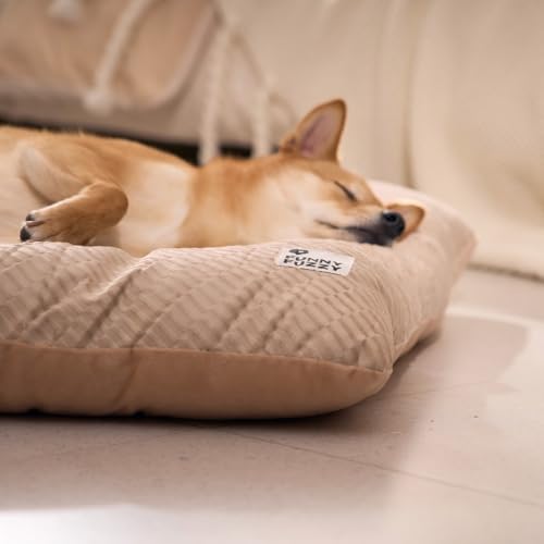 FUNNY FUZZY 2 in 1 Dog Bed Crate Pad Mat, Washable Reversible Pet Floor Mats,Fluffy Kennel Pad for Small Large Sized Dog,Indoor Cats,Sleeping Mattress, 23.6" × 17.9", Beige - color: Beige, size: 24"×18" Small