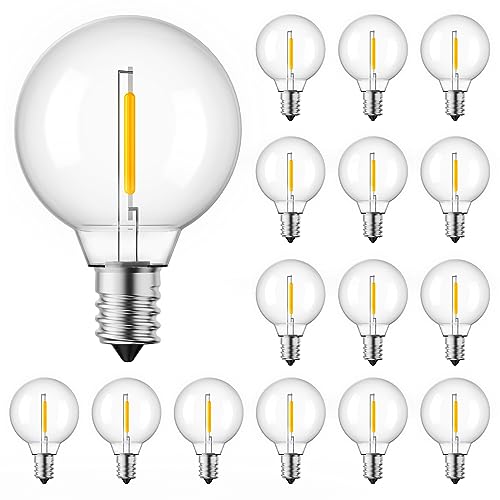Brightown G40 Led Replacement Light Bulbs 1W Shatterproof Globe Bulb Fits E12 or C7 Candelabra Screw Base Sockets, 1.5 Inch Dimmable Light Bulbs for Indoor Outdoor Patio Decor, Warm White, 15 Pack - color: Clear-led, size: 15 Pack