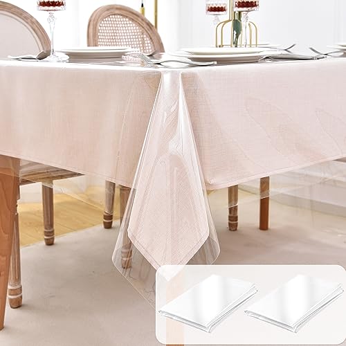 Nasitos 2 Pack Clear Plastic Table Cloth 54x120 Inch - Vinyl Oilcloth Transparent Cover for Dining, Waterproof, Rectangle Shape - Holiday Dinner, Showrooms - color: Clear, size: 54x120 Inch (Rectangular)