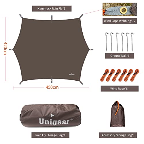 Unigear Hexagon Hammock Rain Fly,15x14FT/12x10FT Multifunctional Waterproof Camping Tarp,Lightweight and Compact Tent Tarp for Backpacking, Hiking, Traveling - color: Brown, size: 15 x 14 ft