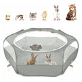Pawaboo Small Animals Playpen, Waterproof Small Pet Cage Tent with Zippered Cover, Portable Outdoor Yard Fence with 3 Metal Rod for Chick/Kitten/Puppy/Guinea Pig/Rabbits/Hamster/Chinchillas,Light Gray - color: B-Gray