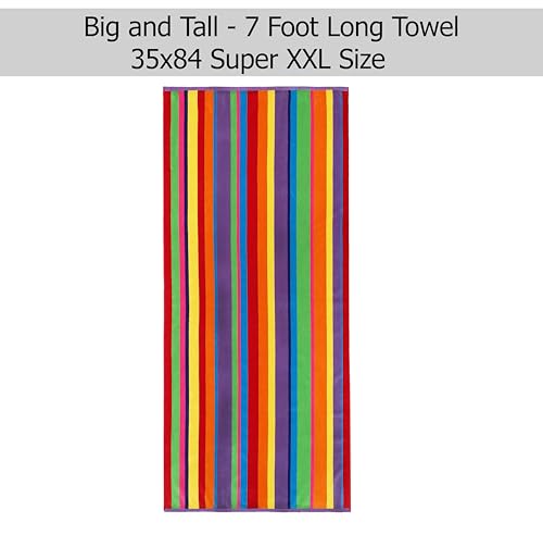 COTTON CRAFT Oversized Beach Towels - 2 Pack Summer of Siam XXL 35x84- The Big Kahuna 7 Foot Extra Large Beach Blanket Towel - Big & Tall - 100% Cotton Velour Plush Soft Luxury - Multi Color Stripe - color: Summer of Siam, size: 2 Pack - 35x84