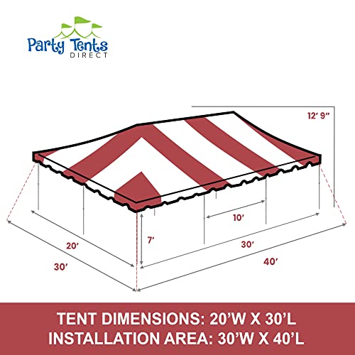 Party Tents Direct 20'x 30' Weekender Canopy Pole Tent with Sidewalls - Easy Up Canopy Tent with 120 Person Capacity - Outdoor Canopies for Parties, Weddings, and Events (Red/White) - color: Red, size: 20' x 30'