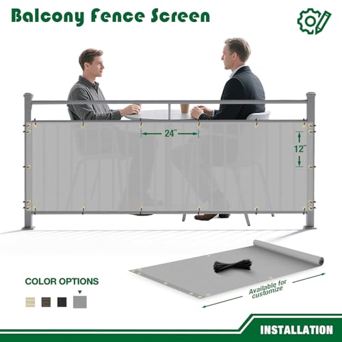 2.5'x6' Balcony Privacy Screen Fence Panels Outdoor Deck Shade Fencing, Apartments Railing Cover UV Protection Outside Screen for Patio Porch, Light Gray - color: Light Gray, size: 2.5'x6'