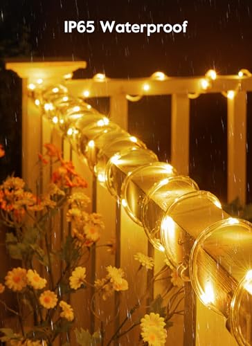 Brightown Solar String Lights Outdoor 2 Pack 72 Feet 200 LED Waterproof Solar Powered String Lights with 8 Lighting Modes, Waterproof Solar Rope Lights for Outside Christmas Party, Warm White - color: Warm White, size: 200 LED 2PACK