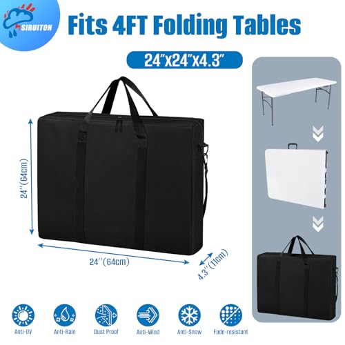 SIRUITON 2Pack Folding Table Storage Bag, Portable 600D WaterProof Carry Bag for Folding Picnic/Camp Tables with Reinforcing Plate & Shoulder Strap, 24" D x 24" W x4.5 H Fits 4FT Tables - size: 2p - 4ft Folding Tables Bag