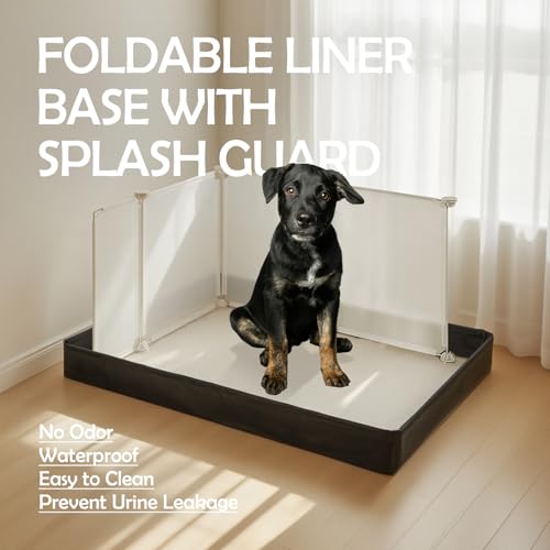 MEEXPAWS Dog Pee Pad Holder Foldable with Dog Litter Box Enclosure High Wall, Puppy Pad Holder Tray Liner Base with DIY Splash Guard, Indoor Dog Potty for Medium to Large Dogs, Leak-Proof, Easy Clean - size: Large - 33'' x 22''