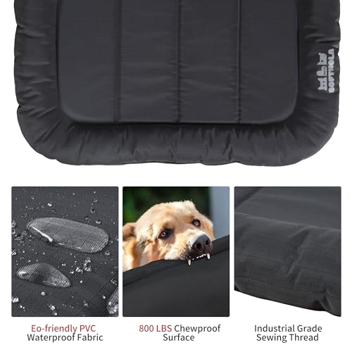 Durable Outdoor Dog Bed with Pillow Around Curling Sleep Fully Waterproof Indoor Cat Bed Crate Mat Stable Kennel Pad, for Pets (Charcoal, Small(23x18in)) - color: Charcoal, size: Small(23x18in)
