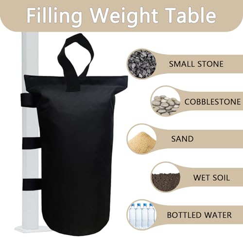 Canopy Weights Set of 4 150lbs Heavy Duty Canopy Weight Bags for Ez Pop up Canopy Tent, Weights for Outdoor Canopy Tent Legs, Set of 4, Black (Without Sand) - color: Black, size: 200lbs(4 x 50lbs)