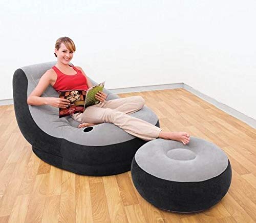 Intex Inflatable Ultra Lounge Chair with Cup Holder and Ottoman Set (3 Pack) - size: 3 Pack