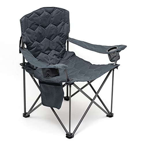 SUNNYFEEL XXL Oversized Camping Chair Heavy Duty 500 LBS for Big Tall People Above 6'4 Padded Portable Folding Sports Lawn Chairs with Armrest Cup Holder & Pocket for Outdoor/Travel/Picnic/Camp - color: Gray-500lbs-1pc