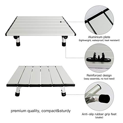 Small Camping Tables That Fold Up Lightweight Aluminium, Beach Tables for Sand Foldable, Camp Tables Portable Foldable, Portable Picnic Table for Outdoor, Camping, Picnic, Hiking, Backpacking