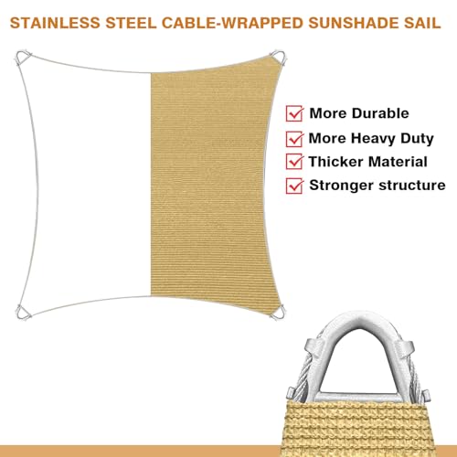 Reinforced Corners & Edges 20' x 20' Rectangle Sun Shade Sail Commercial Grade Curved Edge UV Block Canopy for Outdoor, Patio, Backyard, Garden, Pool, Deck, Heavy-Duty Design, Turquoise - color: Turquoise, size: 20'x20' Pro