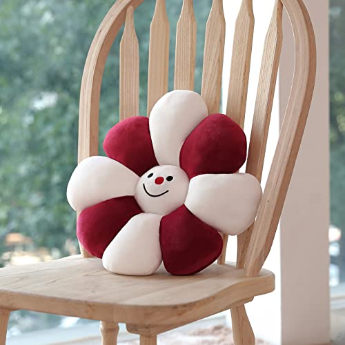 Sioloc Flower Shaped Throw Pillow - Christmas Decor, Plush Floor Pillow & Seating Cushion for Bedroom, Sofa, Chair (Snowman, 15.7Inch) - color: Snowman