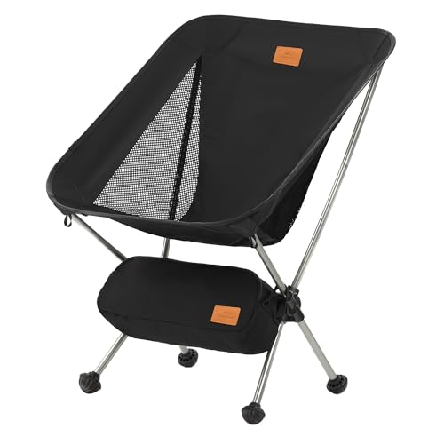 Naturehike YL08 Ultralight Camping Chair, 2.38 LBS Portable Backpacking Chair with Anti-Sinking Feet, Lightweight Compact Folding Hiking Camp Chair - color: Black
