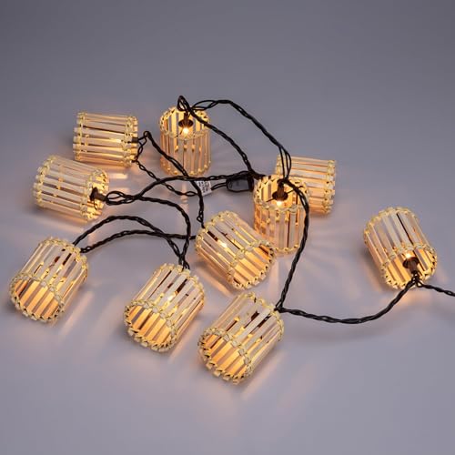Outdoor-String-Lights-Waterproof, Bamboo Lantern String Lights for Patio, Garden, Porch, Balcony, Gazebo Decorative (Bamboo) - style: Bamboo