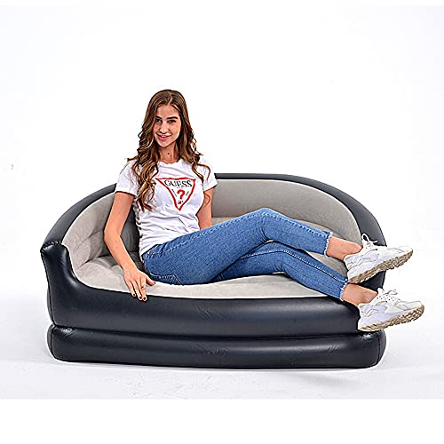 Yosogo Folding Portable Inflatable Double Sofa, Lazy Flocking Two-Seater Lounge Chair with Electric Air Pump - Great for Pop Up Indoor Living Room and Outdoor