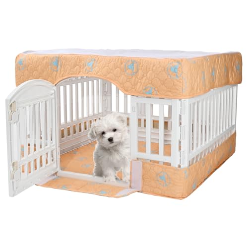 PJYuCien Dog Playpen Bottom Pad and Cover Fits for 36 Inch 4 Panels Exercise Pet Pen, Orange - style: Orange Bottom Cover Set, 36"Width, Orange ( Adhesive Tape Connections )