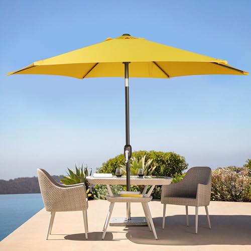 Blissun 7.5 ft Patio Umbrella, Yard Umbrella, Outdoor Market Umbrella with Push Button Tilt Crank, Yellow - color: Yellow