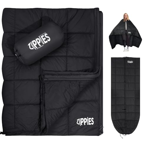 3M Thinsulate Insulation Puffy Camping Blanket for Cold Weather, Queen Size Warm Camping Quilt with Zipper, Waterproof Outdoor Sleeping Bag for Hammock, Cozy & Versatile Gift for Men and Women - color: Black