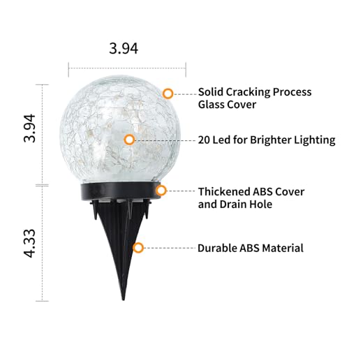 JKIMK Solar Globe Lights Outdoor Waterproof-Solar Balls Garden-Cracked Glass Ball Solar Lights Outdoor-Solar Orbs Outside-Outdoor Decorations Patio & Yard Lawn Backyard Decor - color: Warm White, size: 6 Globes