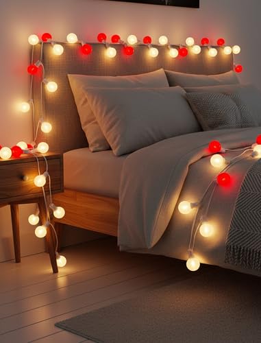 25FT LED Valentine’s Day String Lights, 25 G40 Valentines Decoration Lights Outdoor with Frosted Red White Bulbs, Hanging Patio Lights Shatterproof for Mother's Day Decor Wedding Party, White Wire - color: Frosted Red White, size: 25Ft